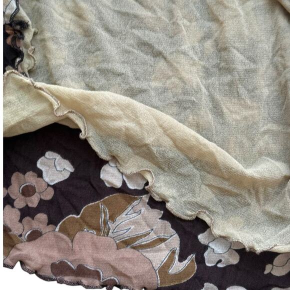 PINKO floral print top sz M brown made in Italy - Picture 6 of 9